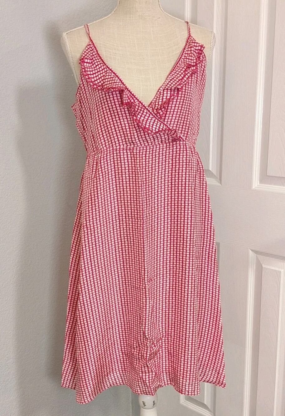 Old Navy Pink Silk Gingham Knee Length Dress NWT